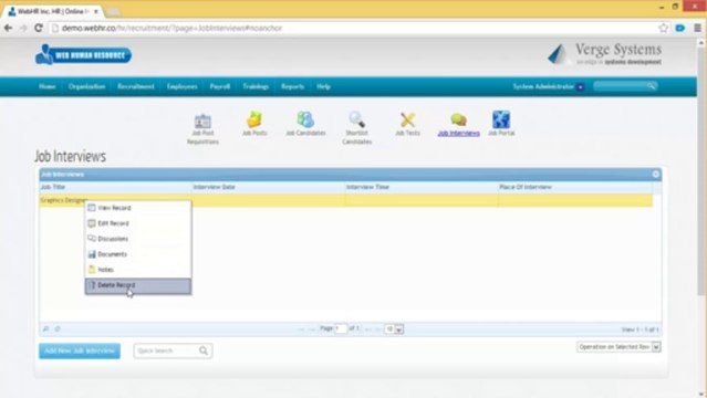 WebHR - Video Tutorials - Recruitment - Job Interviews