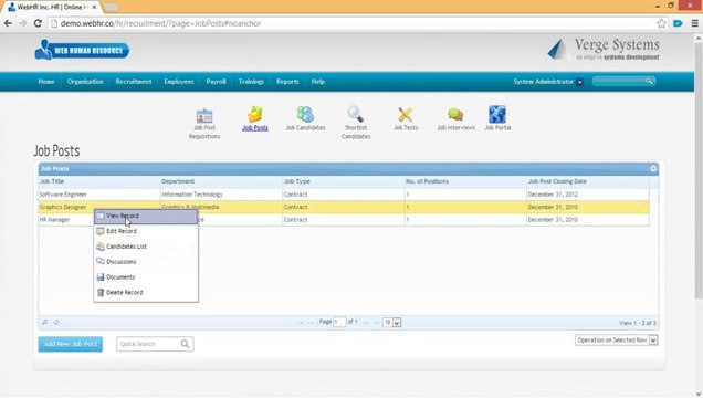 WebHR - Video Tutorials - Recruitment - Job Posts