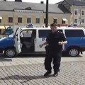 Policeman dancing on Spice Girls song Wannabe...