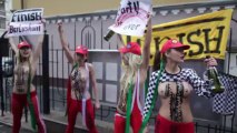 femenists farewell to berlusconi