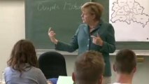 German chancellor school teacher for a day