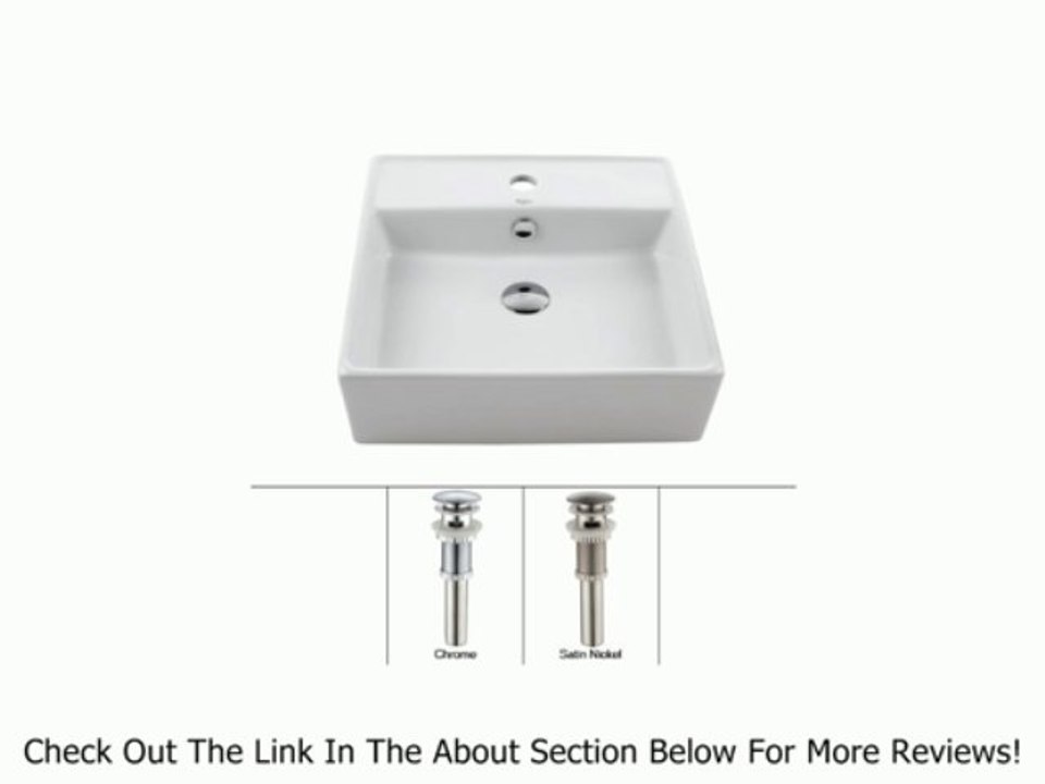 Kraus KCV-150-CH White Square Ceramic Sink and Pop Up Drain with Overflow, Chrome Review