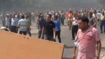 Police cars set on fire during clashes in Egypt