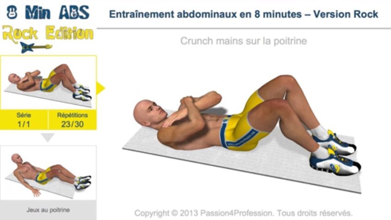 Entraînement abdominaux en 8 minutes – Version Rock