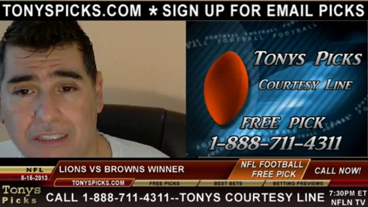 Cleveland Browns vs. Detroit Lions Pick Prediction NFL Pro Football Odds Preview 8-15-2013