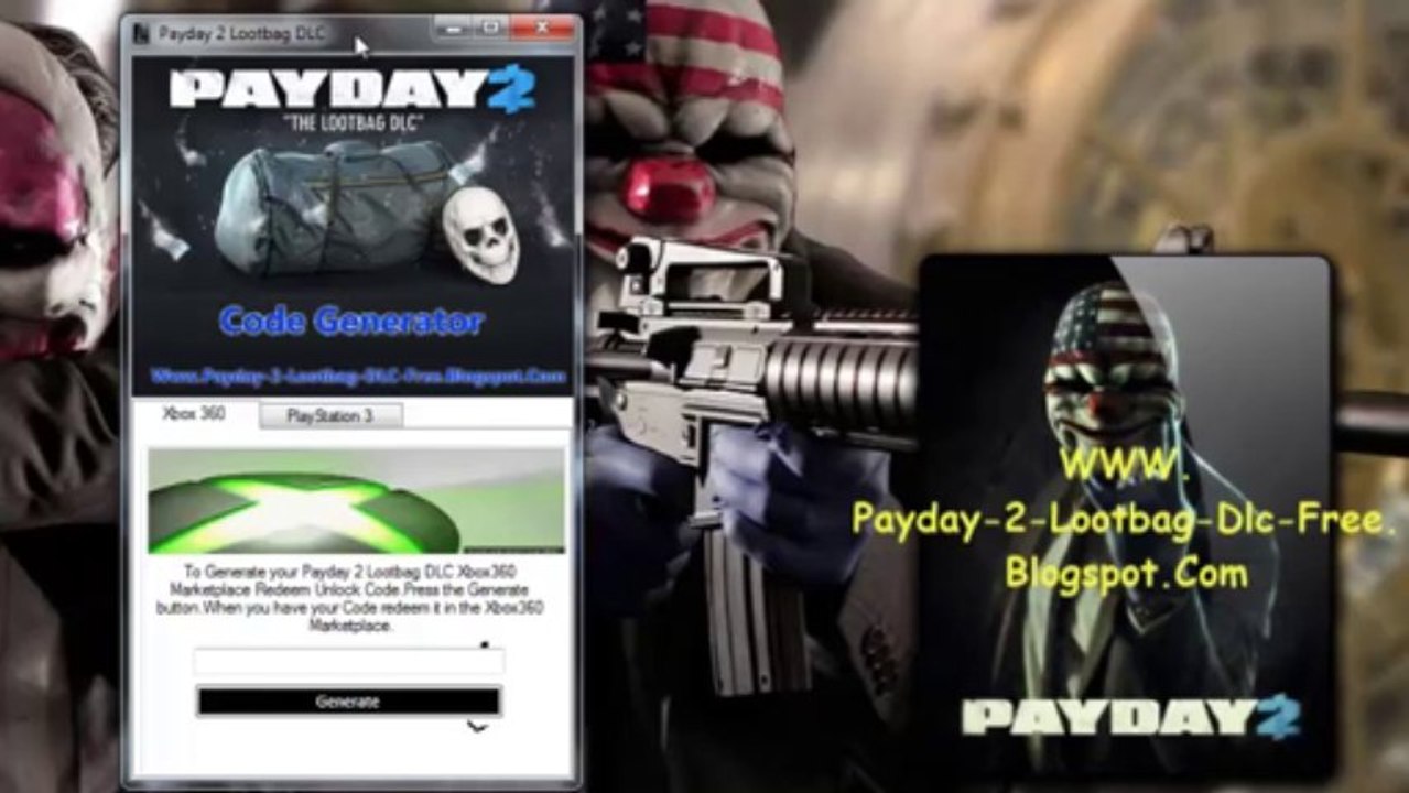 Get Free Payday 2 Lootbag DLC Redeem Codes