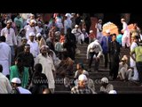 Devotees stepping out from Jama masjid, Old Delhi