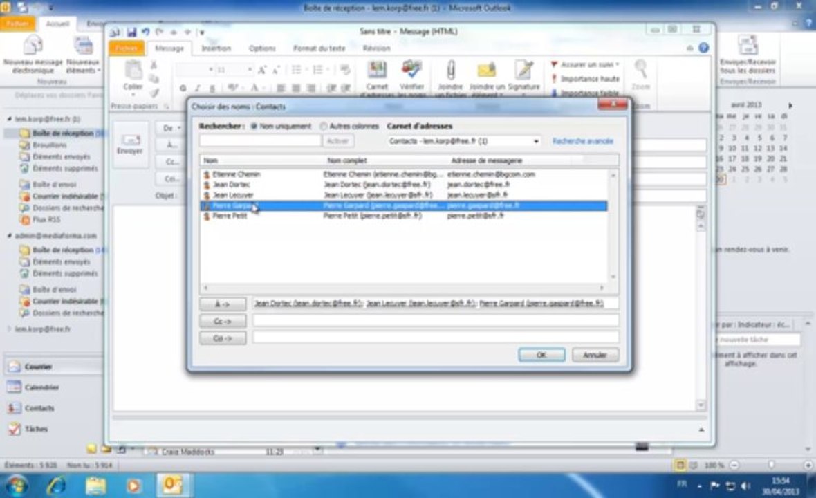 Outlook | Envoyer un message à plusieurs destinataires