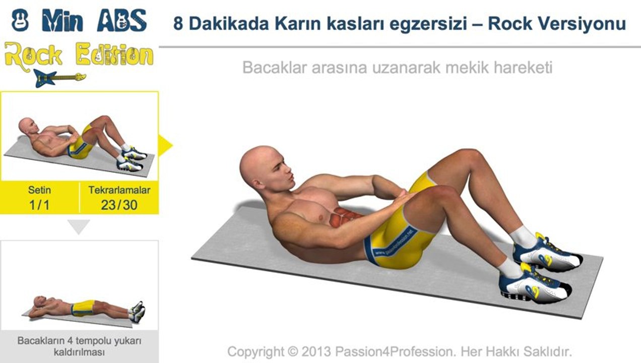 8 Dakikada Karın kasları egzersizi – Rock Versiyonu