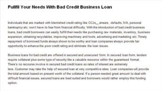 How Business Loans For Bad Credit Offer Quick Cash Help To Small Businesses