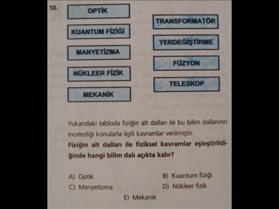 FİZİĞİN DOĞASI TEST 5 ( KARAAĞAÇ )
