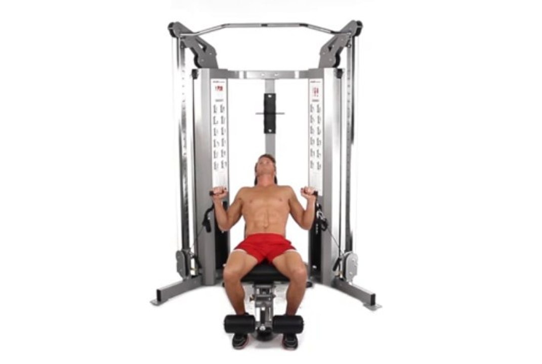 Cable Bench Press (Incline_Overhand Grip_Individual Handles)