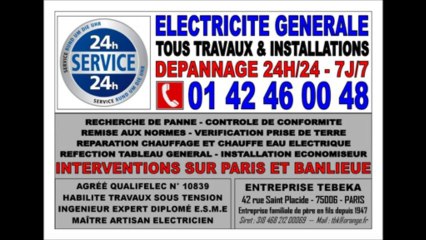 DEPANNAGE URGENT ELECTRICITE PARIS 75006  - TEL : 0142460048 - ELECTRICIEN AGREE - INTERVENTION PARIS BANLIEUE 24H/24 7J/7