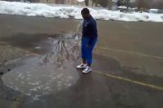 Jumping into a deep puddle... Diving in the streets!!