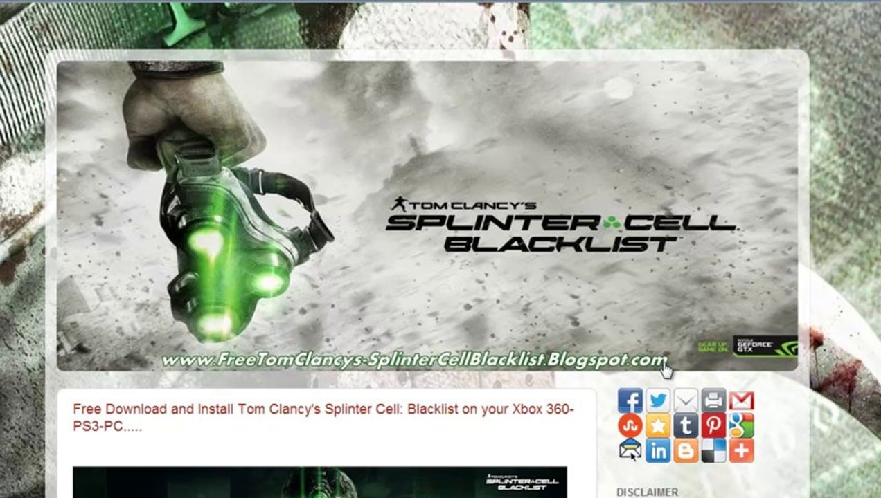 Get Free Tom Clancy's Splinter Cell: Blacklist Game Crack - Xbox 360 / PS3 / PC
