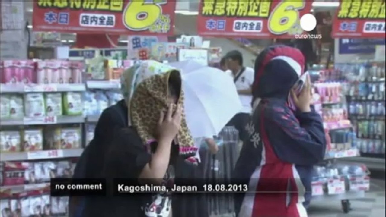 Japanese town blanketed in volcanic ash - no comment