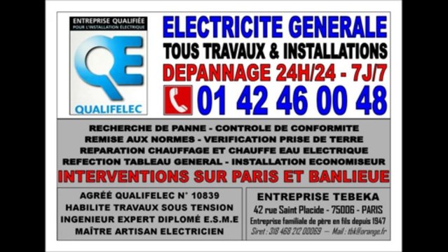 DEPANNAGE URGENT ELECTRICITE PARIS 75006 - TEL : 0142460048 - ELECTRICIEN AGREE - INTERVENTION PARIS BANLIEUE 24H/24 7J/7