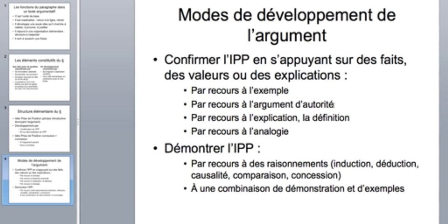 la composition du § argumenté