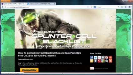 Splinter Cell Blacklist Run and Gun Pack DLC Free on Xbox 360 And PS3