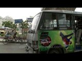 Delhi metro feeder Bus waiting for passengers at Netaji Subhash place metro station