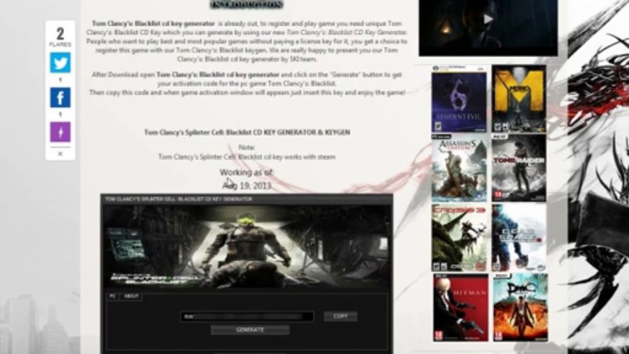 Tom Clancy’s Splinter Cell Blacklist for Download Free
