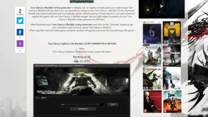 Tom Clancy’s Splinter Cell Blacklist Cd Key [20.08.2013]