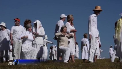 Bulgarian religious movement followers in ritual dance