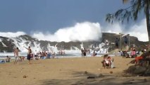 Massive Wave coming over huge reefs!! Playa Puerto Nuevo in Vega Baja, Puerto Rico