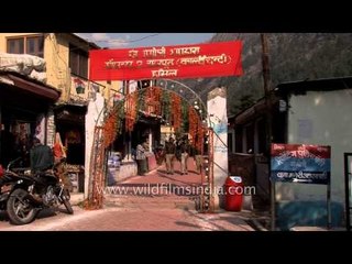 Decorated town of Harsil during winters