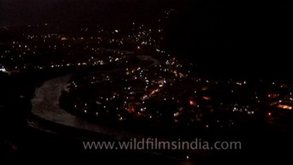 1751.Night View of Uttarkashi town along the Ganga