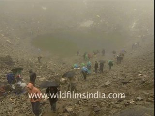 1865.Trek to Roopkund, with skull and bones strewn around!