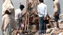 2637.Burning human corpses at Chandi Ghat, Haridwar