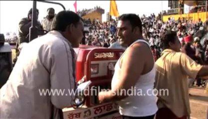 368.Man pulling tractor in the heart of Punjab!