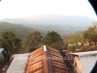 409.Children hiding in a village hut in Lakhat, north-east India