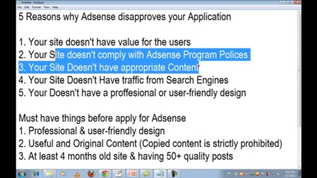 Free Computer Video Tutorials - Google Adsense Account Approval Tips in Urdu _ Hindi