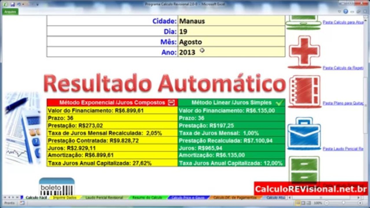 CALCULO REVISIONAL FÁCIL! REDUZA TAXAS e JUROS ABUSIVOS do FINANCIAMENTO...