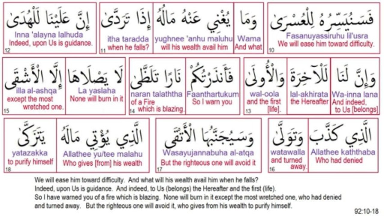 Surah 92 Al Layl The Night Recited by Minshawi - YouTube