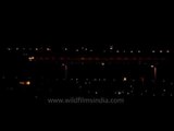 Plane taking off from Delhi airport at night