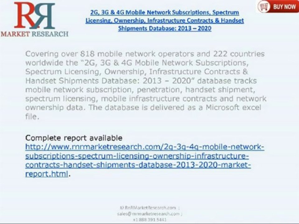 Mobile Network Subscriptions Market 2G, 3G & 4G - 2013-2020