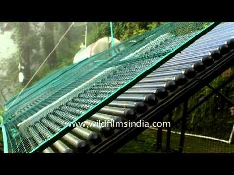 Solar panels to heat water in the Himalaya