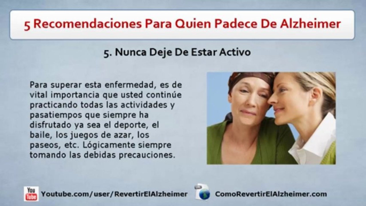 5 Recomendaciones Para Quien Padece De Alzheimer