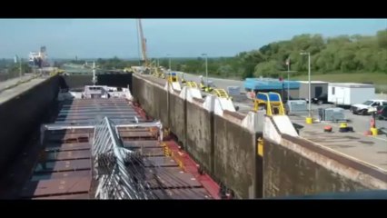 A ship going through the Welland Canal