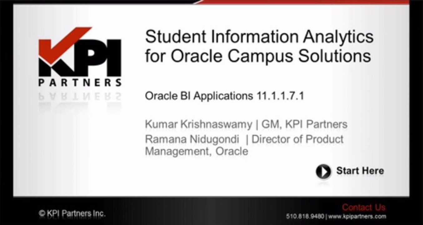 PT 1: [Student Information Analytics for Oracle Campus Solutions]