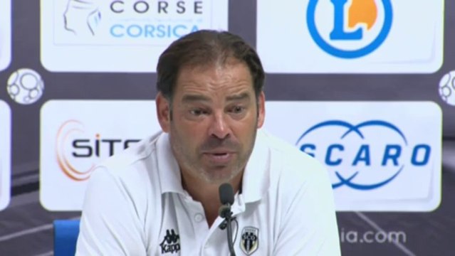 Conférence de presse CA Bastia - Angers SCO (1-1) : Stéphane ROSSI (CAB) - Stéphane MOULIN (SCO) - 2013/2014