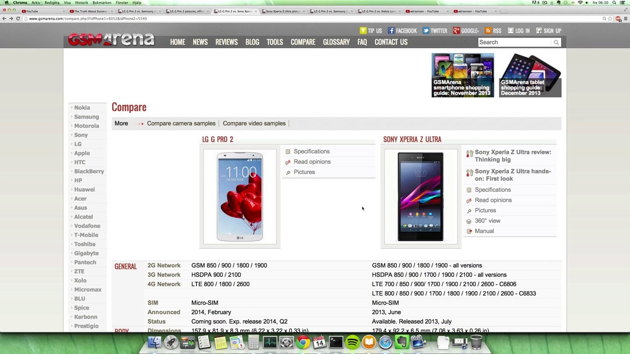 LG G Pro 2 vs. Sony Xperia Z Ultra - Specs Comparison