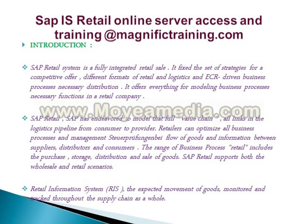 Sap IS Retail online  training in usa