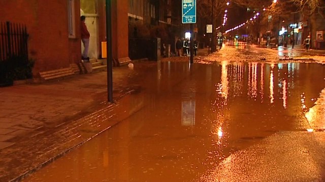 Filthy water floods homes in south London