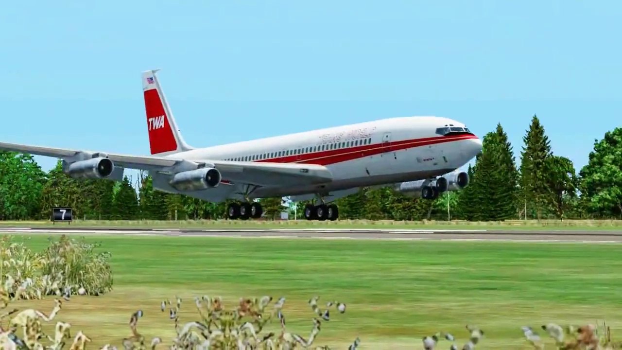 FSX TWA Boeing 707 Landing @ Eastern West Virginia Regional ( Outside ) ( HD )