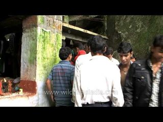 Devotees queue up in front of Barahi devi cave temple
