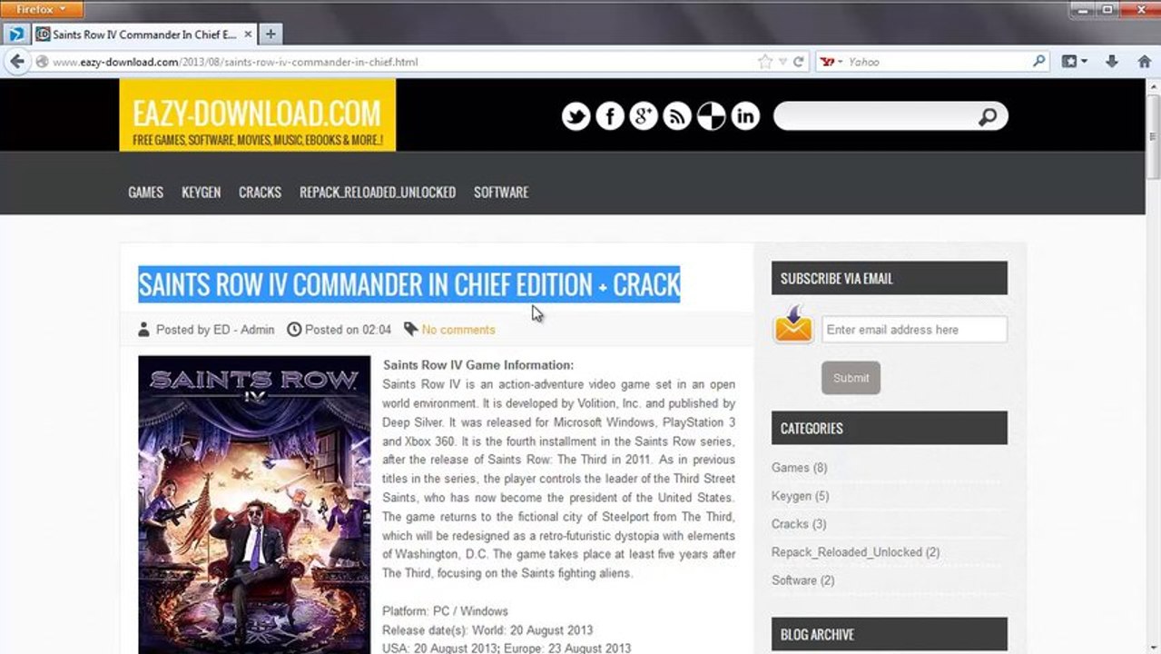 Saints Row 4 Crack & Key Generator Free Download !!Read Description!!